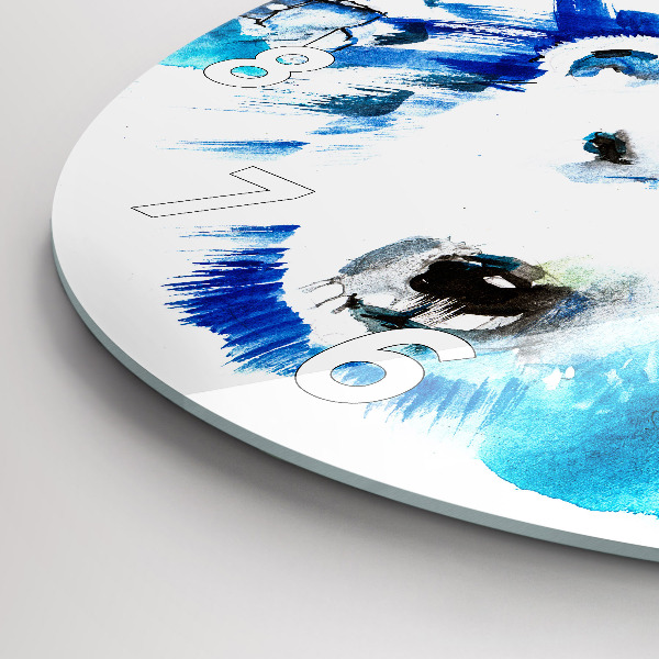Kulaté skleněné hodiny s fotkou Medvěd na ledovém pozadí