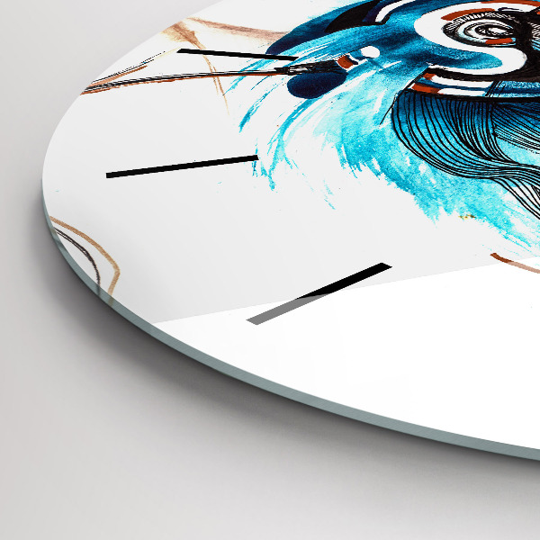 Kulaté skleněné hodiny s fotkou Ilustrace sluchátka