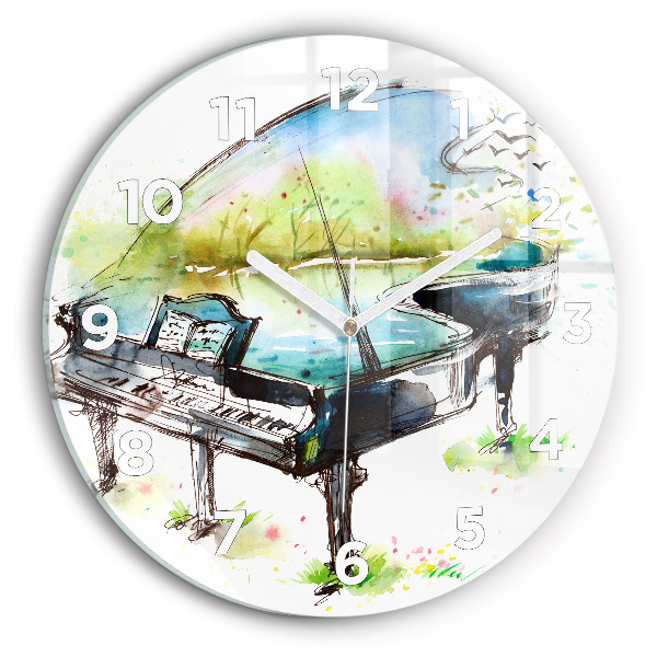 Kulaté skleněné hodiny s fotkou Ilustrace 4 ročních období