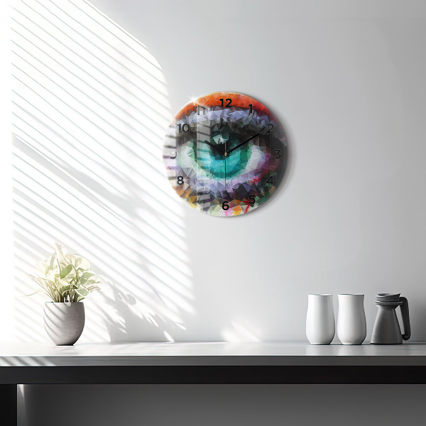 Kulaté skleněné hodiny s fotkou Barevné lidské oko