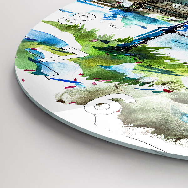 Kulaté skleněné hodiny s fotkou Malebné jaro