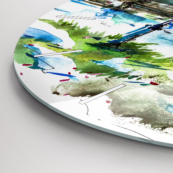 Kulaté skleněné hodiny s fotkou Malebné jaro