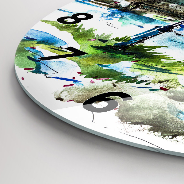 Kulaté skleněné hodiny s fotkou Malebné jaro