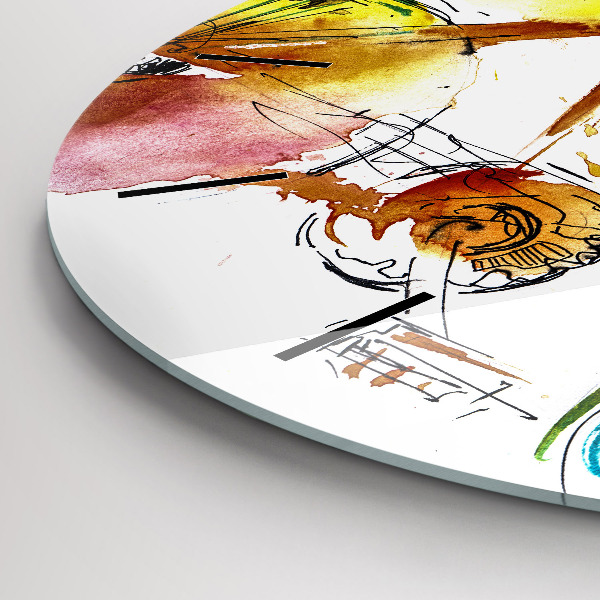 Kulaté skleněné hodiny s fotkou Malované jízdní kolo