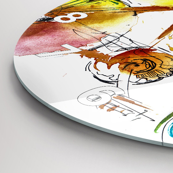 Kulaté skleněné hodiny s fotkou Malované jízdní kolo