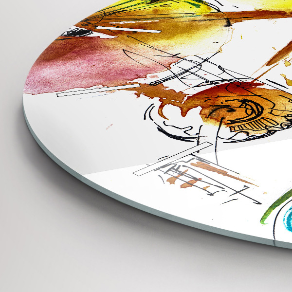 Kulaté skleněné hodiny s fotkou Malované jízdní kolo