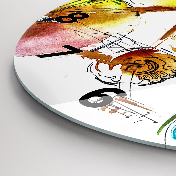 Kulaté skleněné hodiny s fotkou Malované jízdní kolo