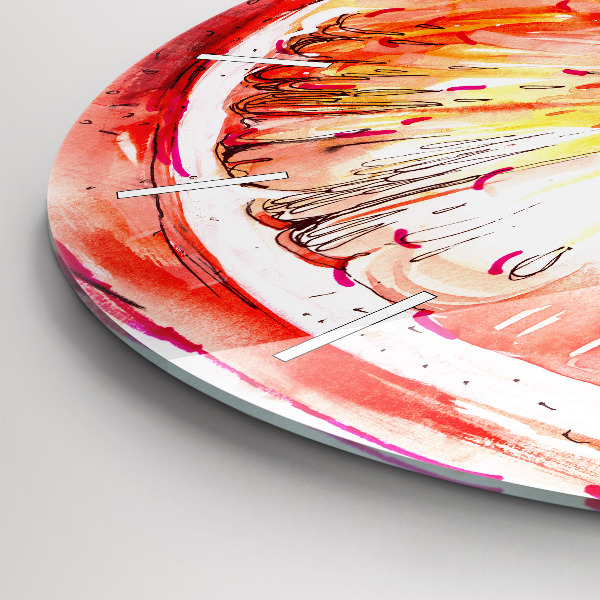 Kulaté skleněné hodiny s fotkou Malovaný pomeranč