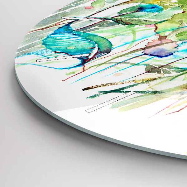 Kulaté skleněné hodiny s fotkou Květiny na louce