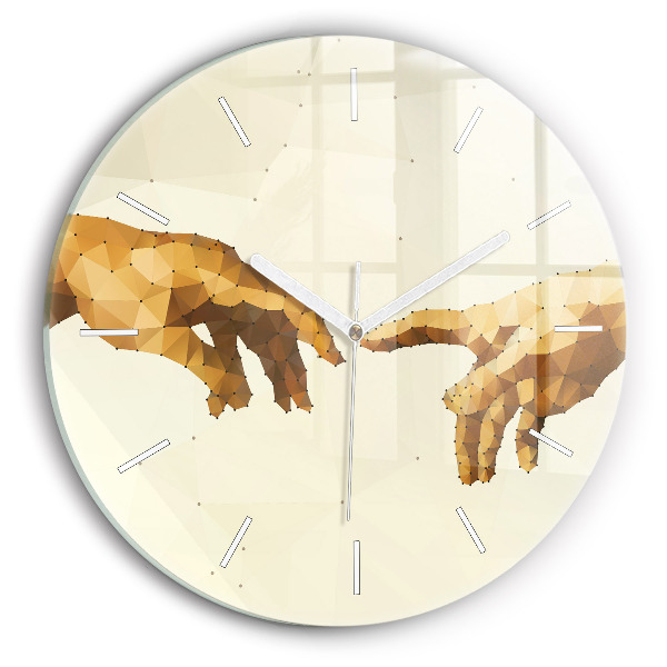 Kulaté skleněné hodiny s fotkou Stvoření Adama