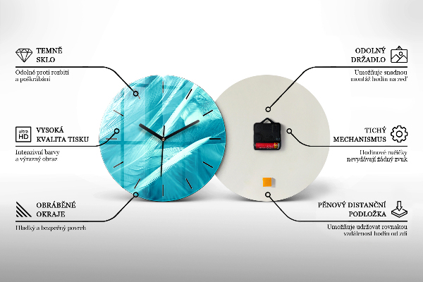 Kulaté skleněné hodiny s fotkou Abstraktní malba