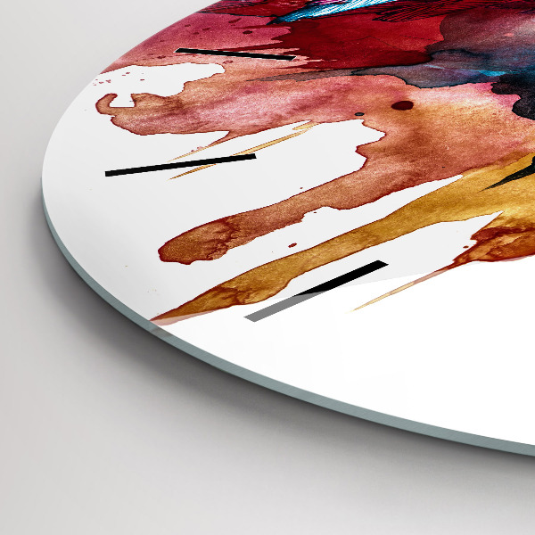 Kulaté skleněné hodiny s fotkou Barevný červený papoušek