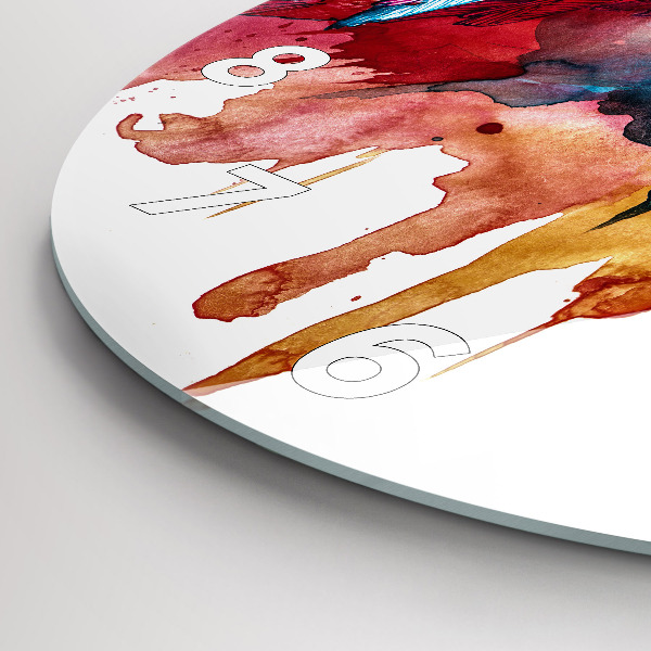 Kulaté skleněné hodiny s fotkou Barevný červený papoušek