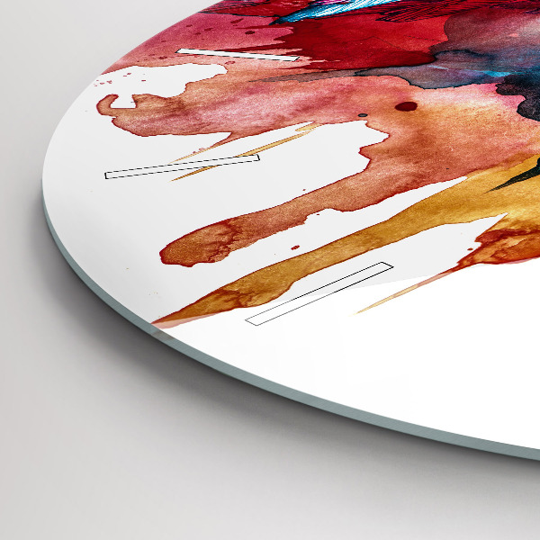 Kulaté skleněné hodiny s fotkou Barevný červený papoušek