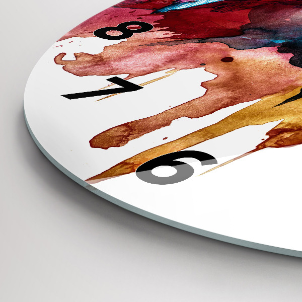 Kulaté skleněné hodiny s fotkou Barevný červený papoušek