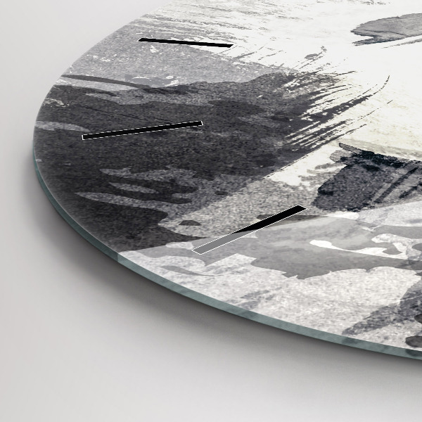 Kulaté skleněné hodiny s fotkou Žena - akvarel