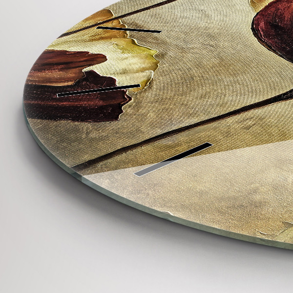 Kulaté skleněné hodiny s fotkou Malované máky