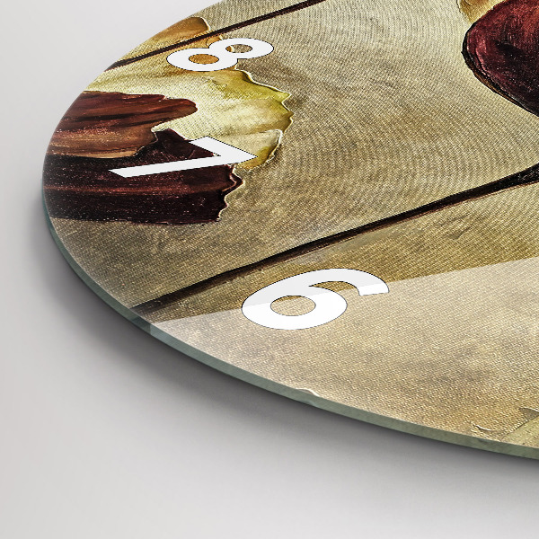 Kulaté skleněné hodiny s fotkou Malované máky