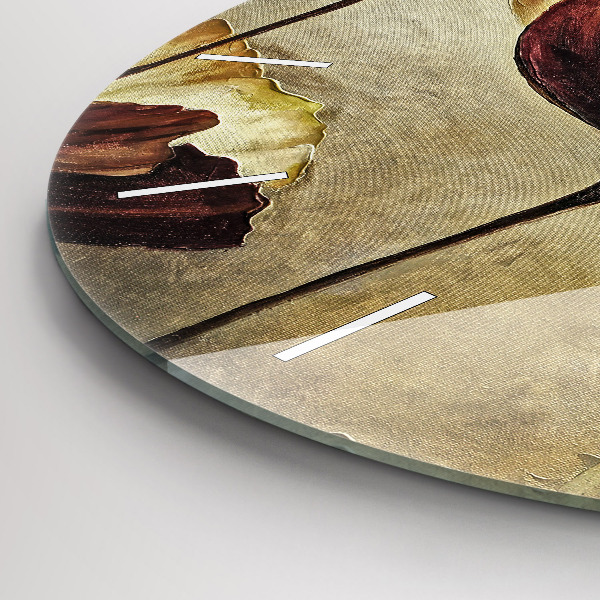 Kulaté skleněné hodiny s fotkou Malované máky