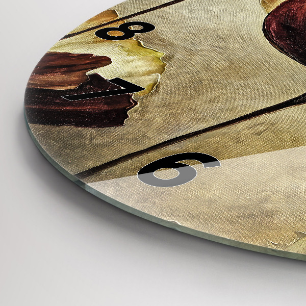 Kulaté skleněné hodiny s fotkou Malované máky