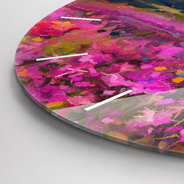 hodiny na skle Krajina přírody a květin