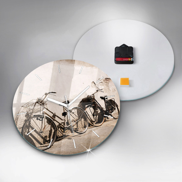 Kulaté skleněné hodiny s fotkou Italské jízdní kolo