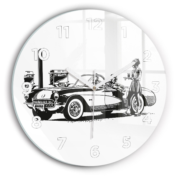 Kulaté skleněné hodiny s fotkou Retro ilustrace