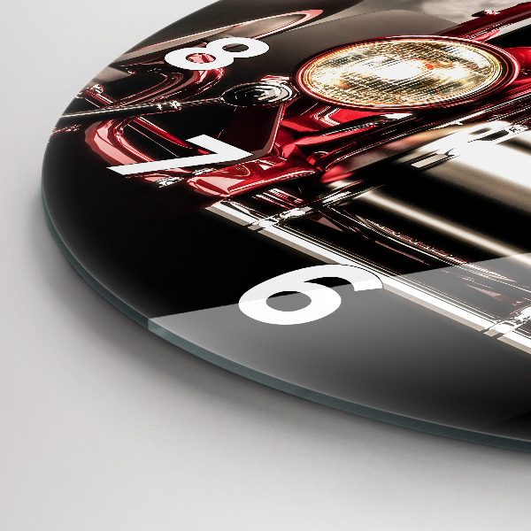 Kulaté skleněné hodiny s fotkou Staré historické auto