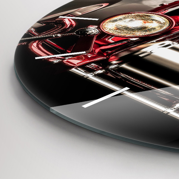 Kulaté skleněné hodiny s fotkou Staré historické auto