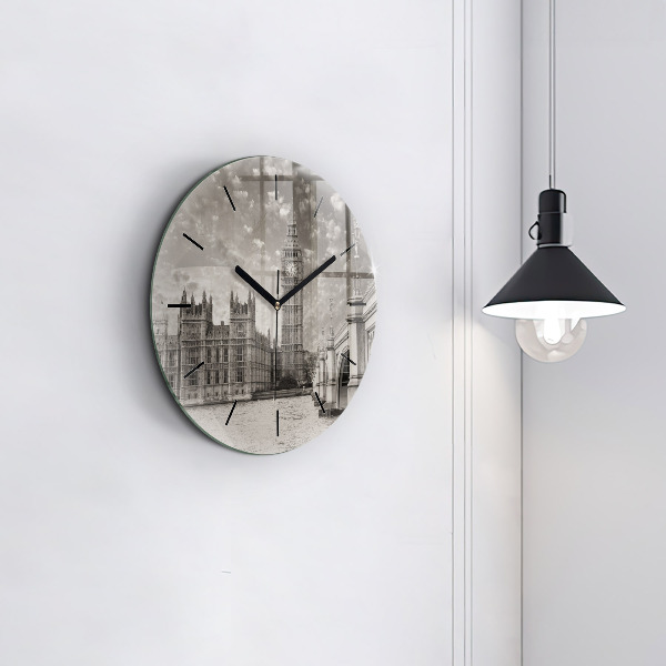 Kulaté skleněné hodiny s fotkou Londýnský Big Ben