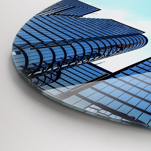 Kulaté skleněné hodiny s fotkou Letadlo nad budovami