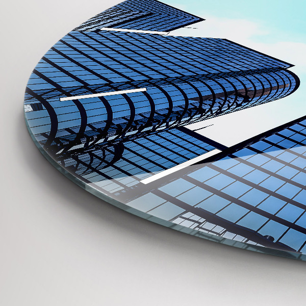 Kulaté skleněné hodiny s fotkou Letadlo nad budovami