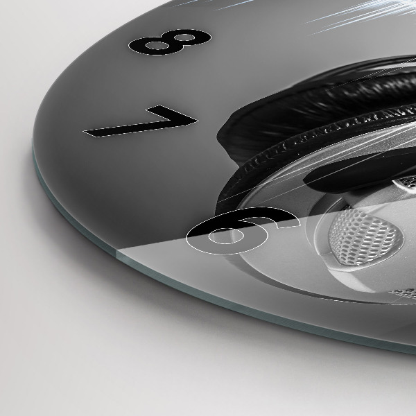 Kulaté skleněné hodiny s fotkou Mikrofon a sluchátka