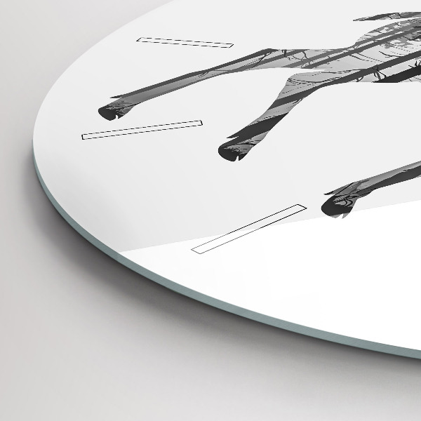 Kulaté skleněné hodiny s fotkou Silueta jelena Les