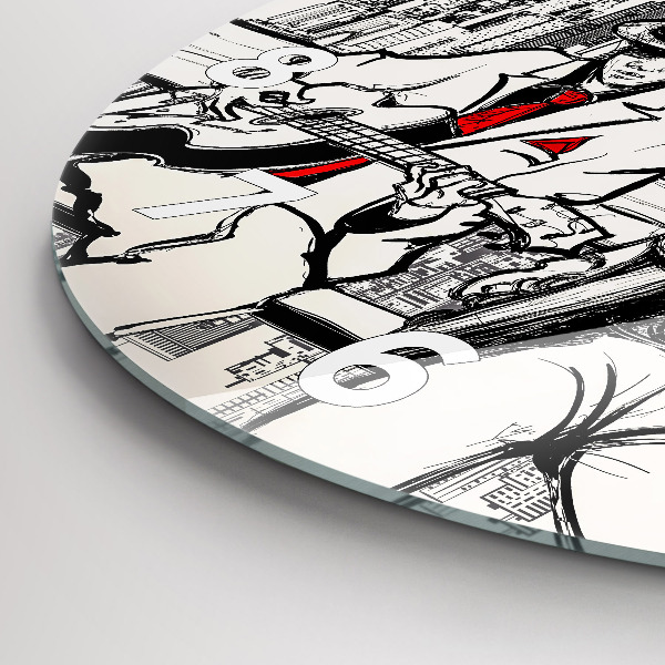 Kulaté skleněné hodiny s fotkou Jazz v New Yorku