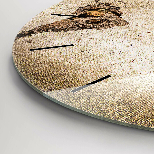 Kulaté skleněné hodiny s fotkou Starožitná mapa světa