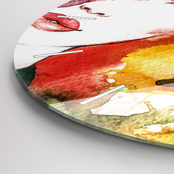 Kulaté skleněné hodiny s fotkou Barevný portrét ženy