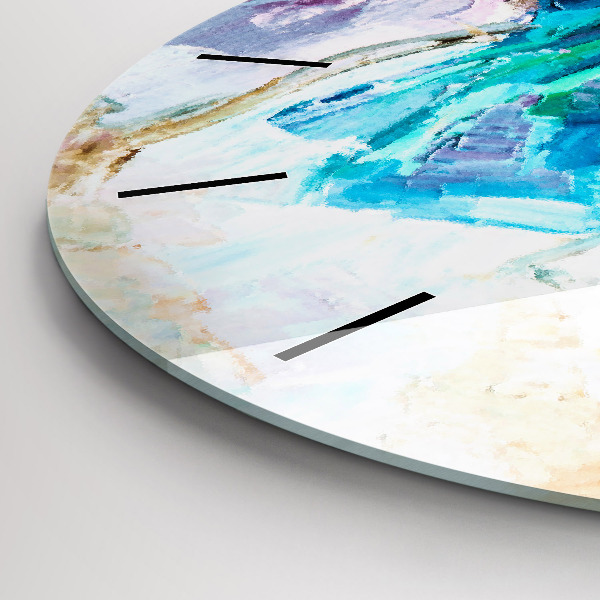 Kulaté skleněné hodiny s fotkou Příprava baletky