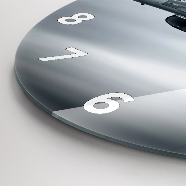 Kulaté skleněné hodiny s fotkou Vojenské letadlo