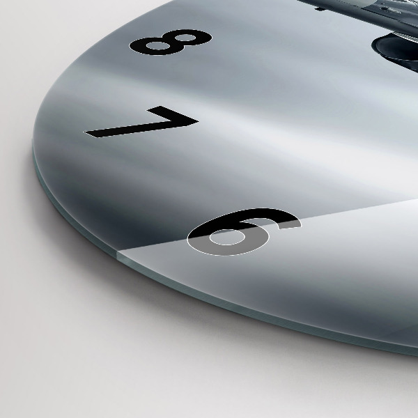 Kulaté skleněné hodiny s fotkou Vojenské letadlo