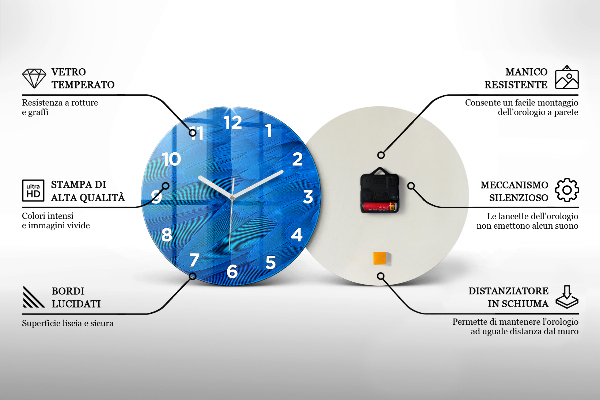 Kulaté skleněné hodiny s fotkou Abstraktní barevné linie