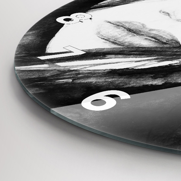 Kulaté skleněné hodiny s fotkou Portrét ženy