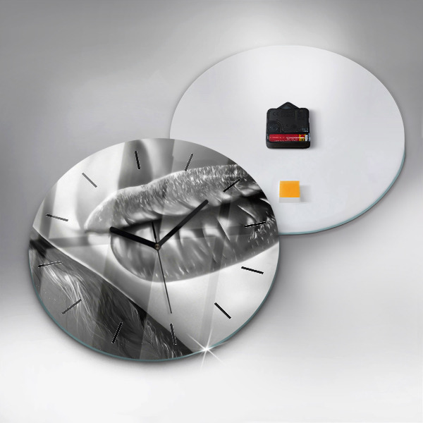 Kulaté skleněné hodiny s fotkou Ústa ženy