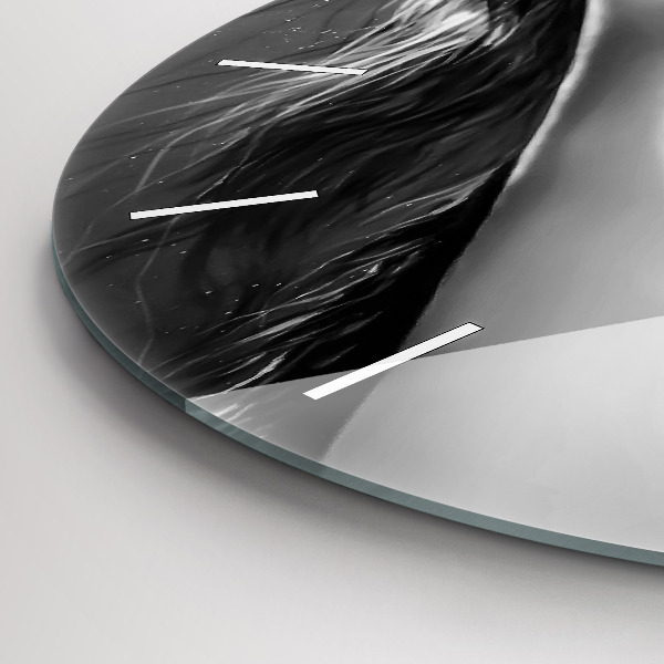 Kulaté skleněné hodiny s fotkou Ústa ženy