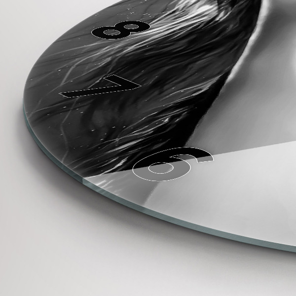 Kulaté skleněné hodiny s fotkou Ústa ženy