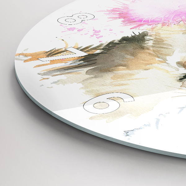 Kulaté skleněné hodiny s fotkou Lesní jelen