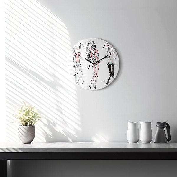 Kulaté skleněné hodiny s fotkou Dámská móda