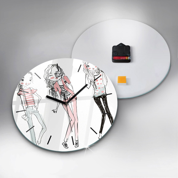 Kulaté skleněné hodiny s fotkou Dámská móda