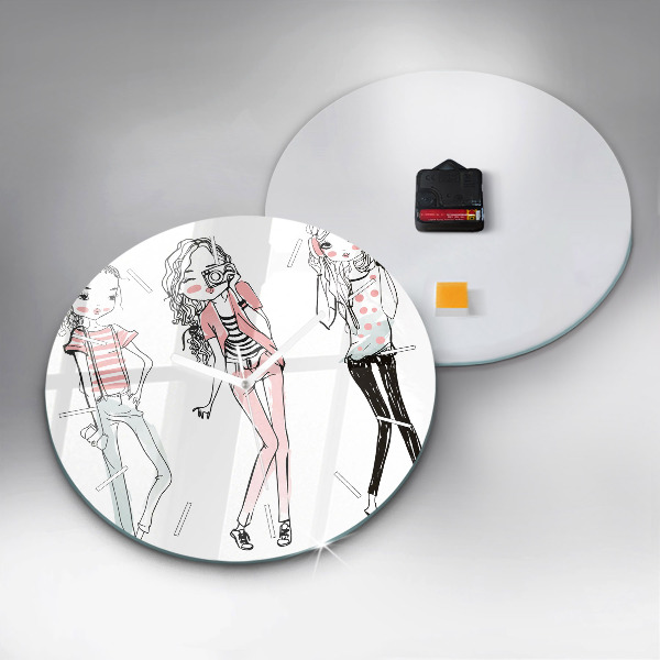 Kulaté skleněné hodiny s fotkou Dámská móda