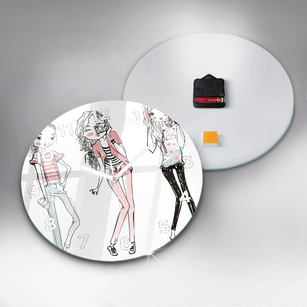 Kulaté skleněné hodiny s fotkou Dámská móda